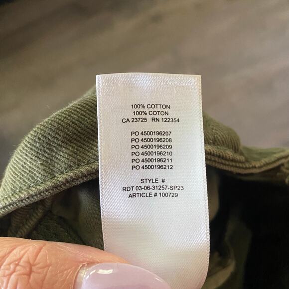 TNA Aritzia Green Straight Leg Cargo Patchwork Pants High Rise Reworked Women 0 - Picture 12 of 12